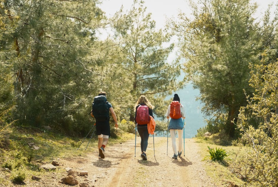 A group of hikers enjoys a spring trek on the Lycian Way in Fethiye, Turkey